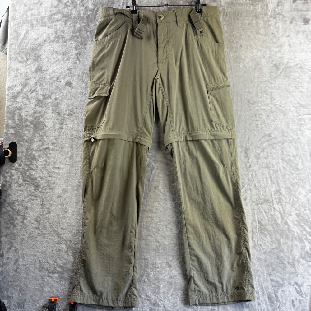Columbia Convertible Cargo Pants Men 34x32 Green Omni-Wick Hiking (1922)